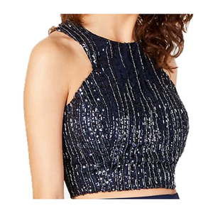 Bee Darlin Juniors Sequined Beaded Cropped Top,15/16